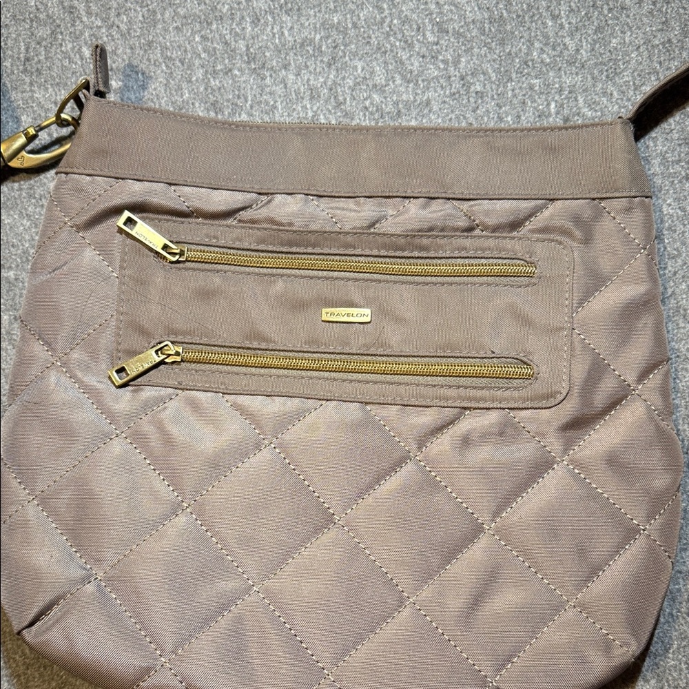 Travelon Quilted Tan Crossbody Bag
